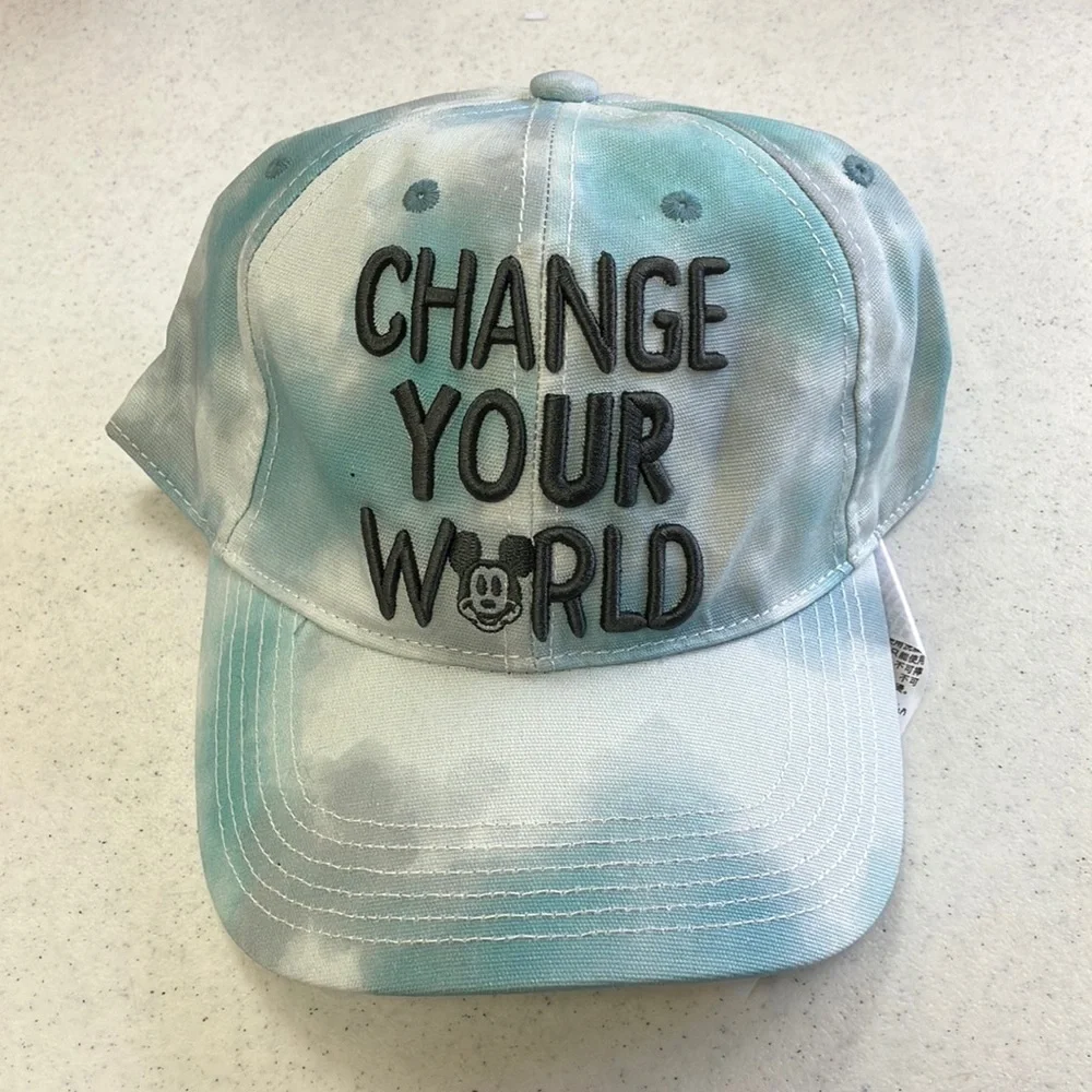 NWT! Disney Hat embroidered “CHANGE YOUR WORLD”